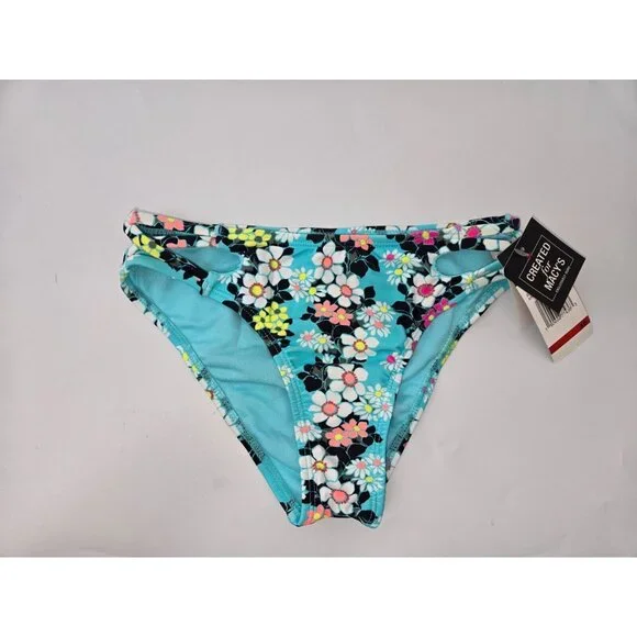 California Waves Womens Blue Floral Strappy Swim Bottom. XSmall - Picture 4 of 7
